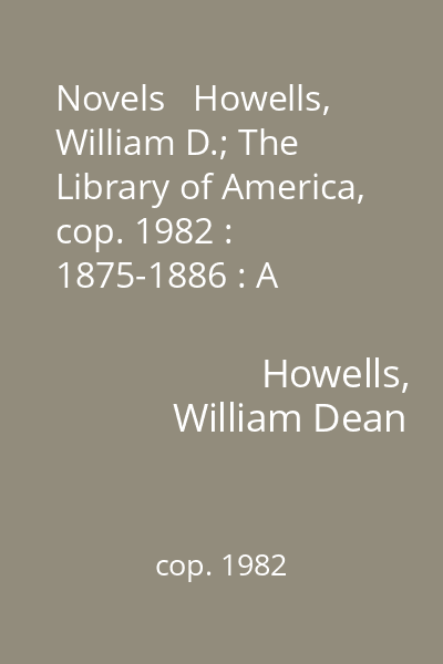 Novels   Howells, William D.; The Library of America, cop. 1982 : 1875-1886 : A Foregone Conclusion ; A Modern Instance ; Indian Summer ; The Rise Of Silas Lapham