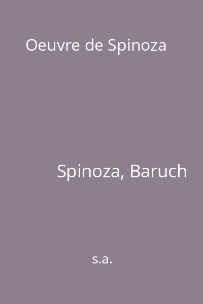 Oeuvre de Spinoza