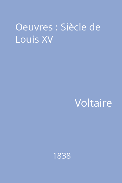 Oeuvres : Siècle de Louis XV