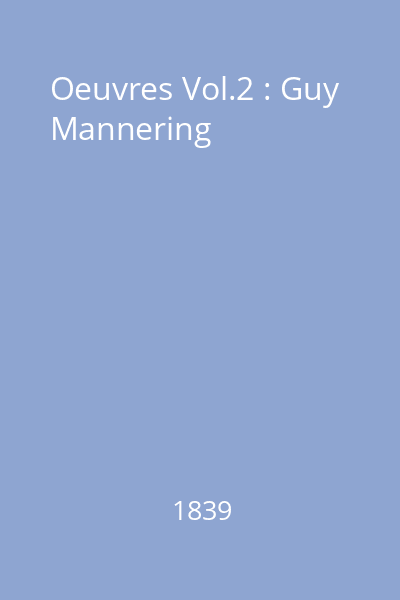 Oeuvres Vol.2 : Guy Mannering