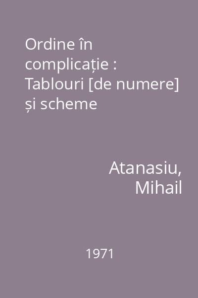 Ordine în complicație : Tablouri [de numere] și scheme