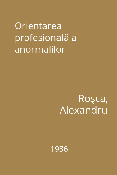Orientarea profesională a anormalilor