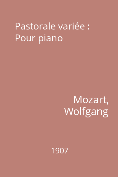 Pastorale variée : Pour piano