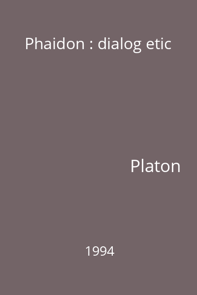 Phaidon : dialog etic
