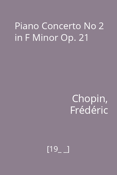 Piano Concerto No 2 in F Minor Op. 21