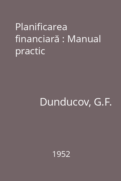 Planificarea financiară : Manual practic