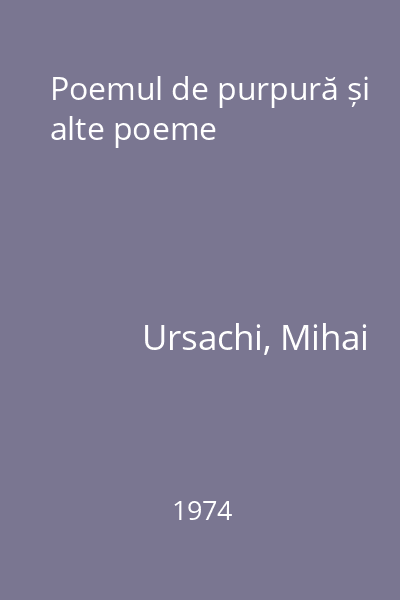 Poemul de purpură și alte poeme