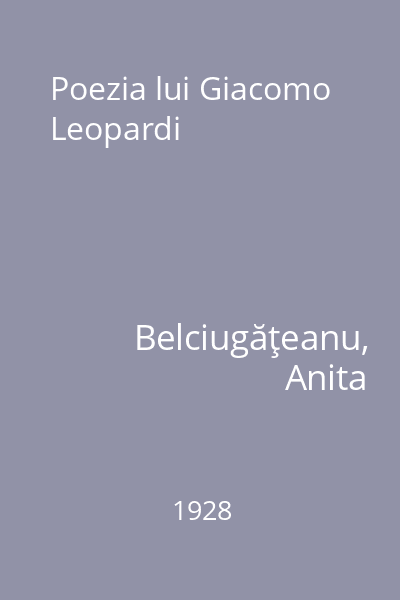 Poezia lui Giacomo Leopardi