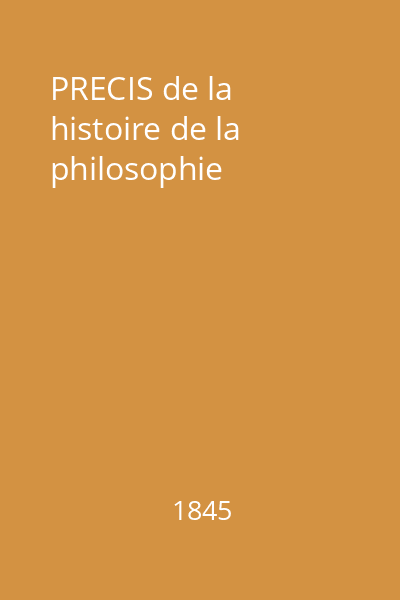 PRECIS de la histoire de la philosophie