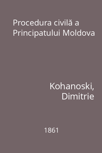 Procedura civilă a Principatului Moldova