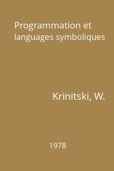 Programmation et languages symboliques