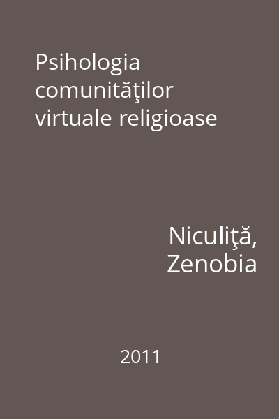 Psihologia comunităţilor virtuale religioase