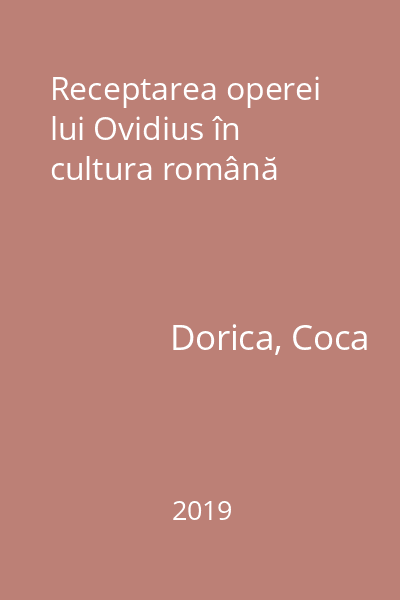 Receptarea operei lui Ovidius în cultura română