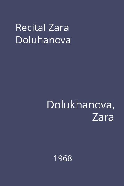 Recital Zara Doluhanova