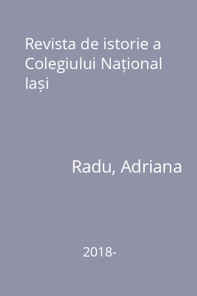Revista de istorie a Colegiului Național Iași