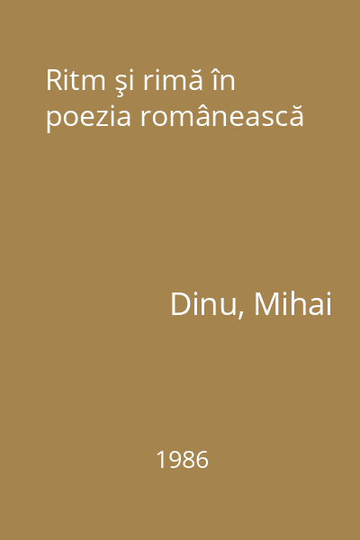 Ritm şi rimă în poezia românească