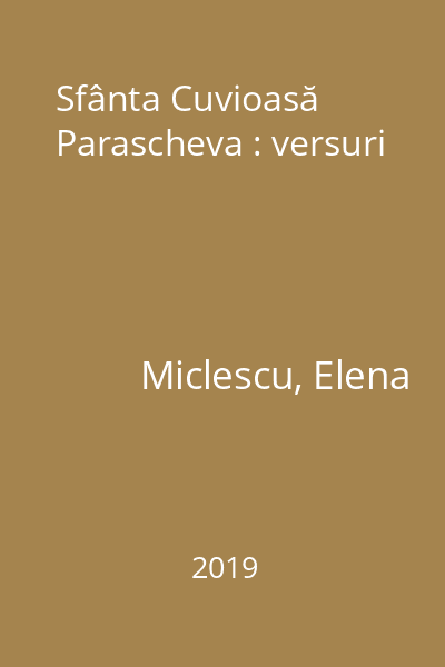 Sfânta Cuvioasă Parascheva : versuri