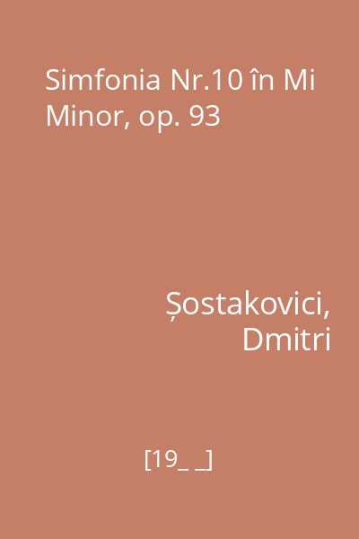 Simfonia Nr.10 în Mi Minor, op. 93