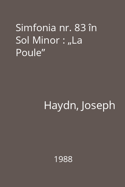Simfonia nr. 83 în Sol Minor : „La Poule”