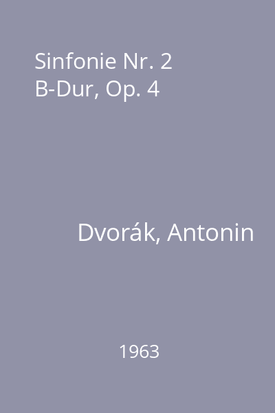 Sinfonie Nr. 2 B-Dur, Op. 4