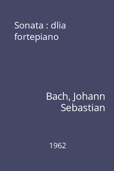 Sonata : dlia fortepiano
