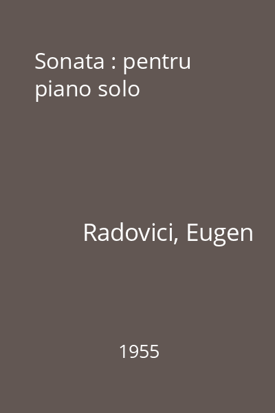 Sonata : pentru piano solo