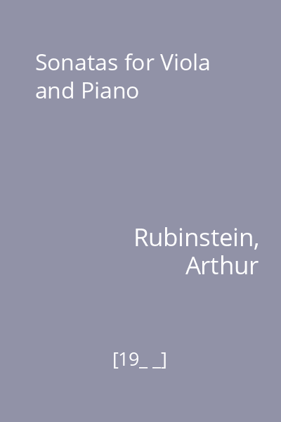 Sonatas for Viola and Piano