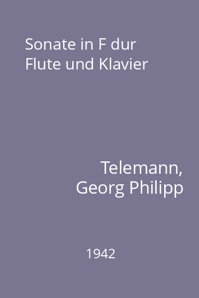Sonate in F dur Flute und Klavier