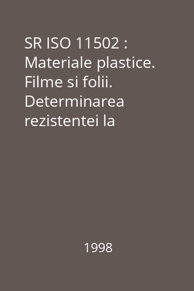 SR ISO 11502 : Materiale plastice. Filme si folii. Determinarea rezistentei la blocare