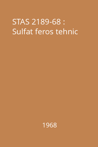 STAS 2189-68 : Sulfat feros tehnic