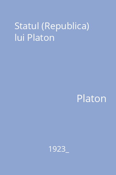 Statul (Republica) lui Platon