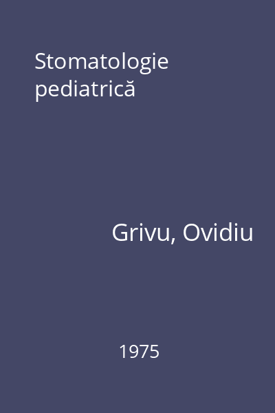 Stomatologie pediatrică