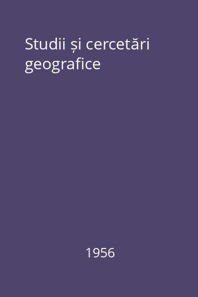 Studii și cercetări geografice