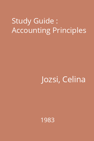 Study Guide : Accounting Principles