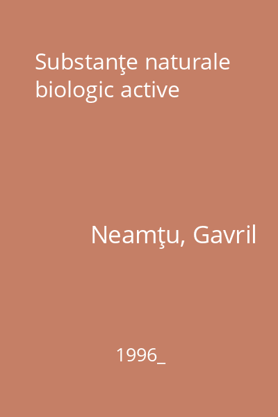 Substanţe naturale biologic active