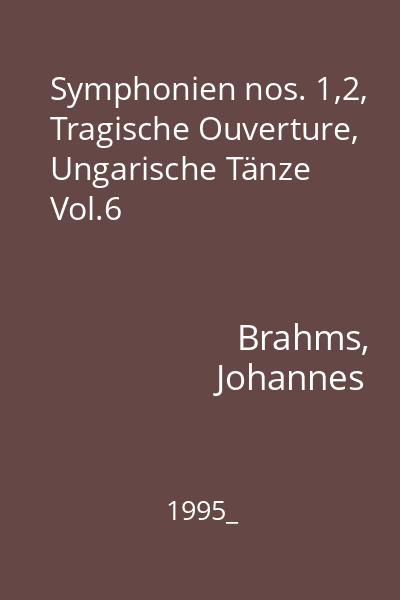 Symphonien nos. 1,2, Tragische Ouverture, Ungarische Tänze Vol.6