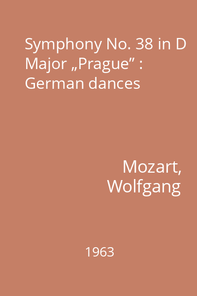 Symphony No. 38 in D Major „Prague” : German dances