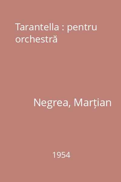 Tarantella : pentru orchestră