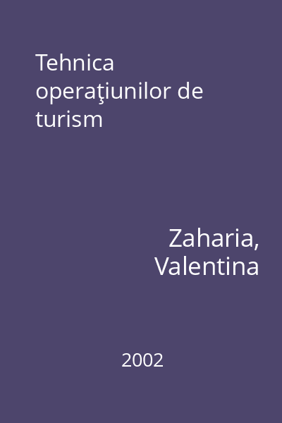 Tehnica operaţiunilor de turism