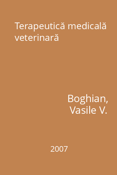 Terapeutică medicală veterinară