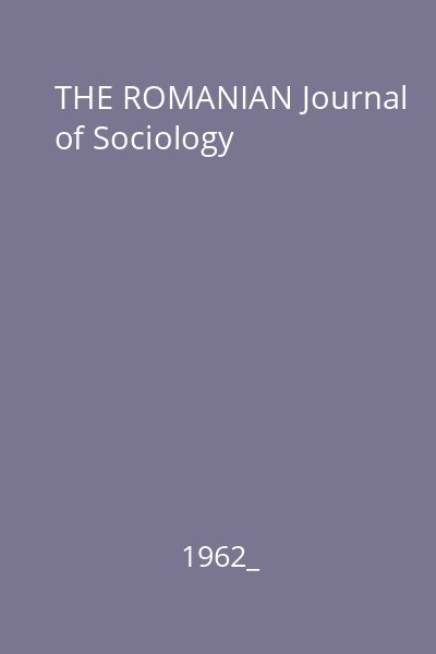 THE ROMANIAN Journal of Sociology