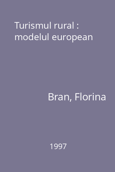 Turismul rural : modelul european