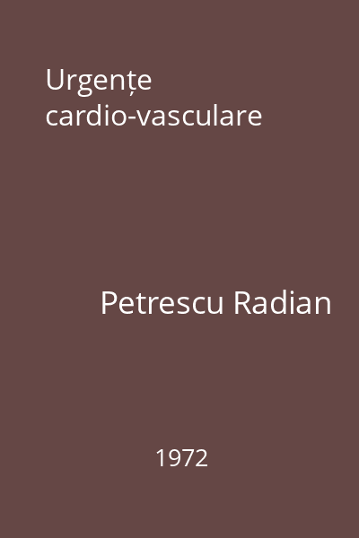 Urgențe cardio-vasculare