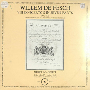 VIII Concerto's in Seven Parts : Opus X Vol. I