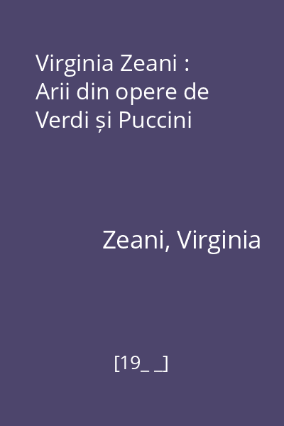 Virginia Zeani : Arii din opere de Verdi și Puccini