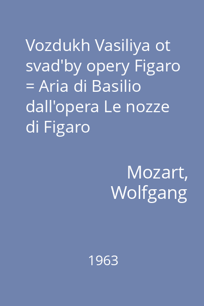 Vozdukh Vasiliya ot svad'by opery Figaro = Aria di Basilio dall'opera Le nozze di Figaro